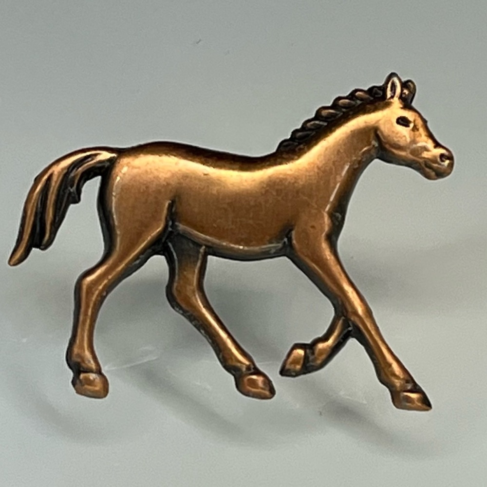Pin Copper Colored Metal Horse
